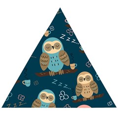 Seamless-pattern-owls-dreaming Wooden Puzzle Triangle