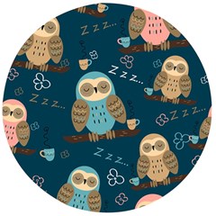 Seamless-pattern-owls-dreaming Wooden Bottle Opener (round)