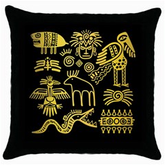 Golden-indian-traditional-signs-symbols Throw Pillow Case (black) by Salman4z