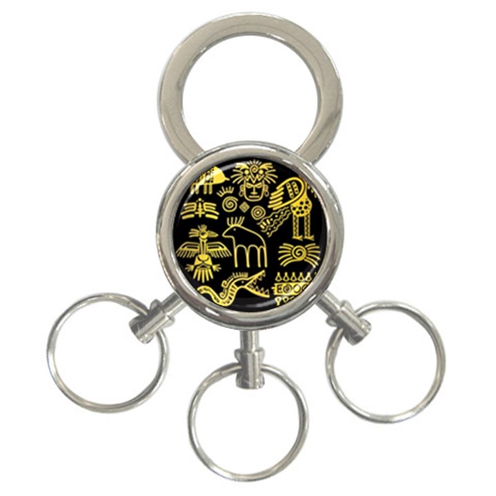 Golden-indian-traditional-signs-symbols 3-Ring Key Chain