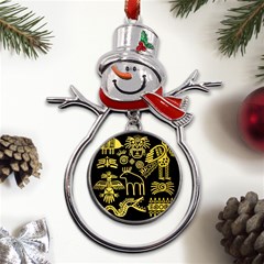 Golden-indian-traditional-signs-symbols Metal Snowman Ornament