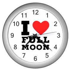 I Love Full Moon Wall Clock (silver) by ilovewhateva