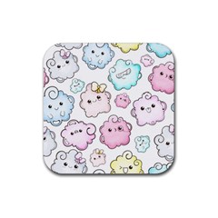 Cute-doodle-cartoon-seamless-pattern Rubber Coaster (square) by Salman4z