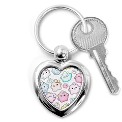 Cute-doodle-cartoon-seamless-pattern Key Chain (heart) by Salman4z