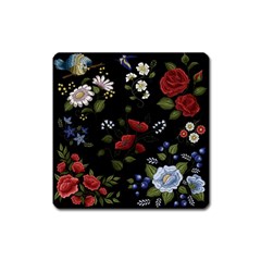 Floral-folk-fashion-ornamental-embroidery-pattern Square Magnet by Salman4z