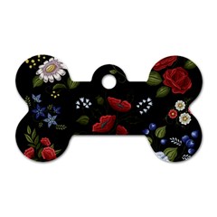 Floral-folk-fashion-ornamental-embroidery-pattern Dog Tag Bone (two Sides) by Salman4z