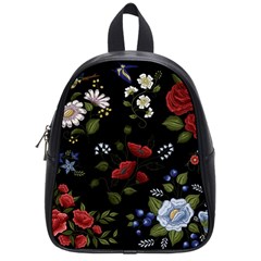 Floral-folk-fashion-ornamental-embroidery-pattern School Bag (small) by Salman4z