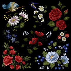 Floral-folk-fashion-ornamental-embroidery-pattern Play Mat (square) by Salman4z