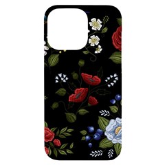 Floral-folk-fashion-ornamental-embroidery-pattern Iphone 14 Pro Max Black Uv Print Case by Salman4z