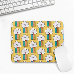 Smile-cloud-rainbow-pattern-yellow Small Mousepad by Salman4z