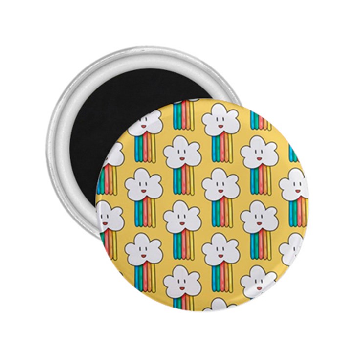 Smile-cloud-rainbow-pattern-yellow 2.25  Magnets