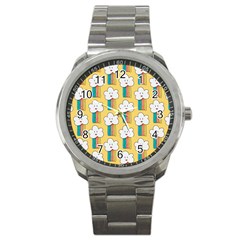 Smile-cloud-rainbow-pattern-yellow Sport Metal Watch by Salman4z