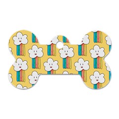 Smile-cloud-rainbow-pattern-yellow Dog Tag Bone (two Sides) by Salman4z