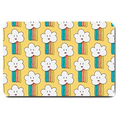 Smile-cloud-rainbow-pattern-yellow Large Doormat by Salman4z