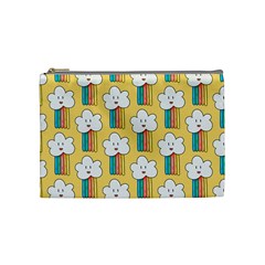 Smile-cloud-rainbow-pattern-yellow Cosmetic Bag (medium) by Salman4z