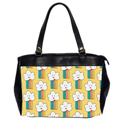 Smile-cloud-rainbow-pattern-yellow Oversize Office Handbag (2 Sides) by Salman4z