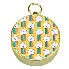 Smile-cloud-rainbow-pattern-yellow Gold Compasses by Salman4z