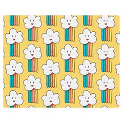 Smile-cloud-rainbow-pattern-yellow Two Sides Premium Plush Fleece Blanket (medium) by Salman4z