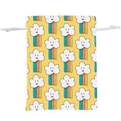 Smile-cloud-rainbow-pattern-yellow Lightweight Drawstring Pouch (xl)