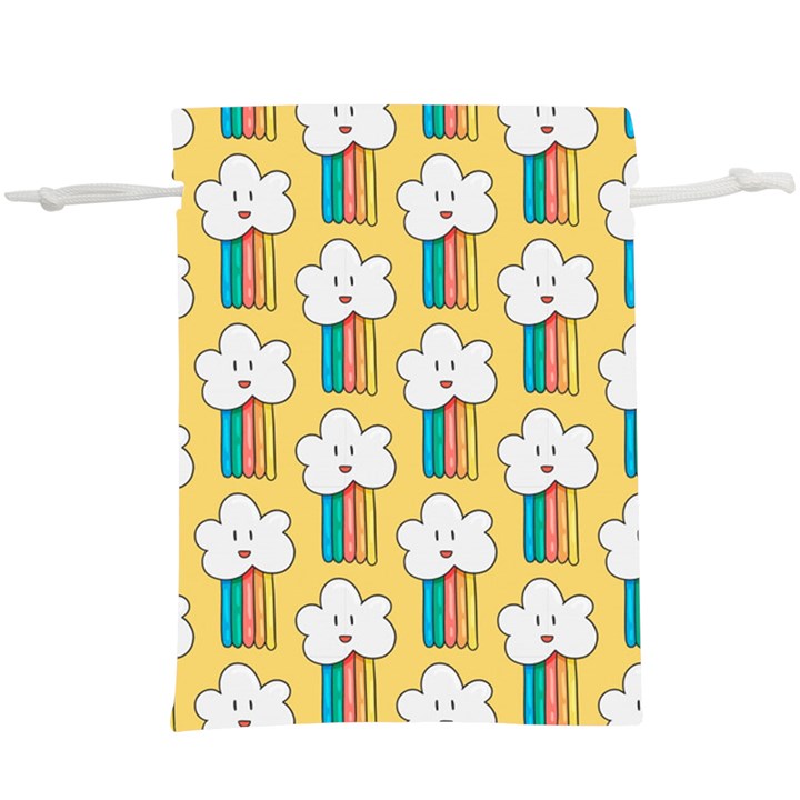 Smile-cloud-rainbow-pattern-yellow Lightweight Drawstring Pouch (XL)