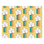 Smile-cloud-rainbow-pattern-yellow Premium Plush Fleece Blanket (Large) 80 x60  Blanket Front