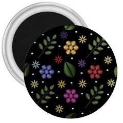 Embroidery-seamless-pattern-with-flowers 3  Magnets by Salman4z