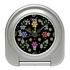 Embroidery-seamless-pattern-with-flowers Travel Alarm Clock by Salman4z