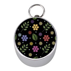 Embroidery-seamless-pattern-with-flowers Mini Silver Compasses by Salman4z