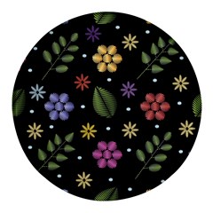 Embroidery-seamless-pattern-with-flowers Round Glass Fridge Magnet (4 Pack) by Salman4z