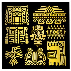 American-golden-ancient-totems Wooden Puzzle Square by Salman4z