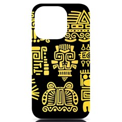 American-golden-ancient-totems Iphone 14 Pro Black Uv Print Case by Salman4z