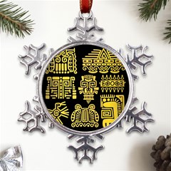 American-golden-ancient-totems Metal Large Snowflake Ornament by Salman4z