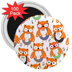 Cute-colorful-owl-cartoon-seamless-pattern 3  Magnets (100 Pack) by Salman4z