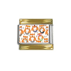 Cute-colorful-owl-cartoon-seamless-pattern Gold Trim Italian Charm (9mm) by Salman4z