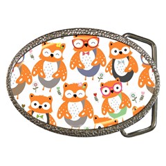 Cute-colorful-owl-cartoon-seamless-pattern Belt Buckles by Salman4z