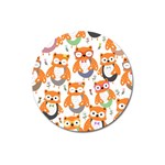 Cute-colorful-owl-cartoon-seamless-pattern Magnet 3  (Round) Front