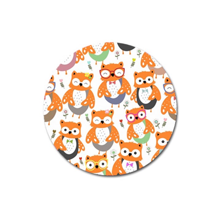 Cute-colorful-owl-cartoon-seamless-pattern Magnet 3  (Round)