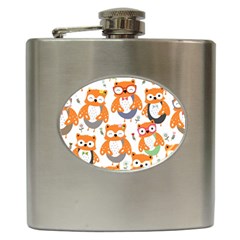 Cute-colorful-owl-cartoon-seamless-pattern Hip Flask (6 Oz) by Salman4z