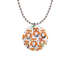 Cute-colorful-owl-cartoon-seamless-pattern 1  Button Necklace by Salman4z