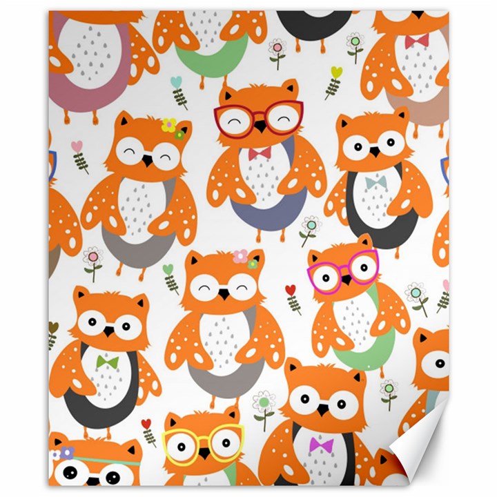 Cute-colorful-owl-cartoon-seamless-pattern Canvas 8  x 10 