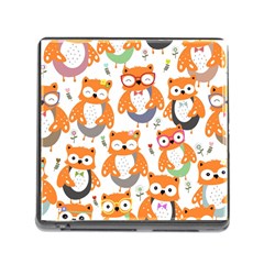 Cute-colorful-owl-cartoon-seamless-pattern Memory Card Reader (square 5 Slot) by Salman4z