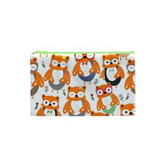 Cute-colorful-owl-cartoon-seamless-pattern Cosmetic Bag (xs) by Salman4z