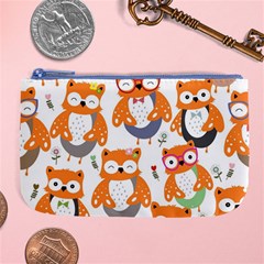 Cute-colorful-owl-cartoon-seamless-pattern Large Coin Purse by Salman4z