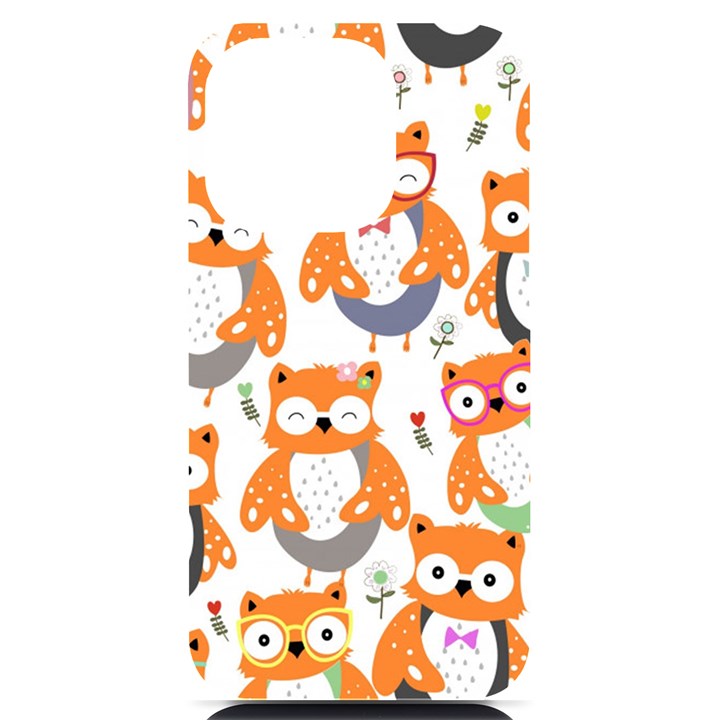 Cute-colorful-owl-cartoon-seamless-pattern iPhone 14 Pro Black UV Print Case