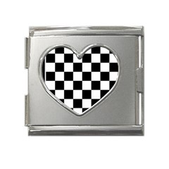 Chess-board-background-design Mega Link Heart Italian Charm (18mm) by Salman4z