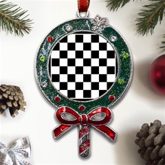 Chess-board-background-design Metal X mas Lollipop With Crystal Ornament