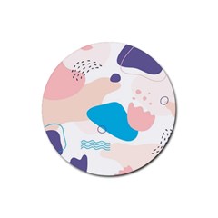 Hand-drawn-abstract-organic-shapes-background Rubber Round Coaster (4 Pack) by Salman4z