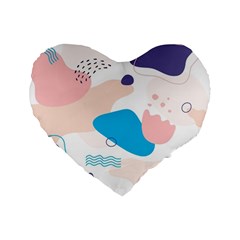 Hand-drawn-abstract-organic-shapes-background Standard 16  Premium Flano Heart Shape Cushions by Salman4z