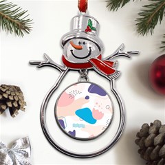 Hand-drawn-abstract-organic-shapes-background Metal Snowman Ornament by Salman4z