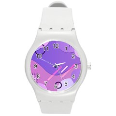 Colorful-abstract-wallpaper-theme Round Plastic Sport Watch (m) by Salman4z